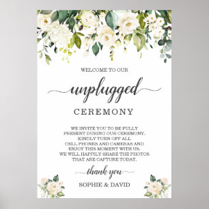 Ceremonisk Bröllop-symbol för vit Blommigt utan n Poster