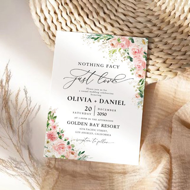 Ceremonisk inbjudan till  Rosa ros Bröllop (Skapare uppladdad)