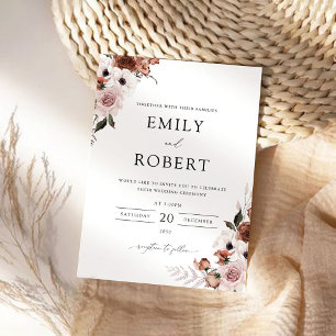 Ceremonisk inbjudan till silke Blommigt Bröllop