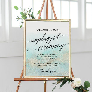 Ceremonisk signatur för Aqua och Guld Beach oupppl Poster