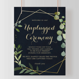 Ceremonisk signatur för den geometriska Guld-blå G Poster