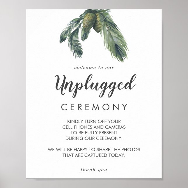 Ceremonisk signatur för Winter Greenery Bröllop Poster (Framsidan)