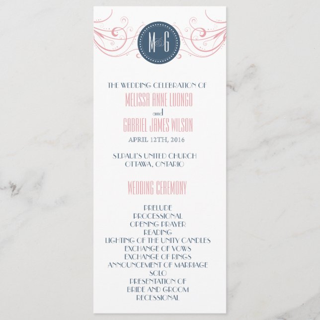 Ceremonisprogrammet Art Deco Bröllop Program (Framsida)