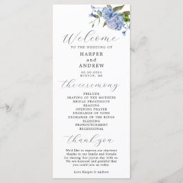 Ceremonisprogrammet Blue Blommigt Bröllop Program