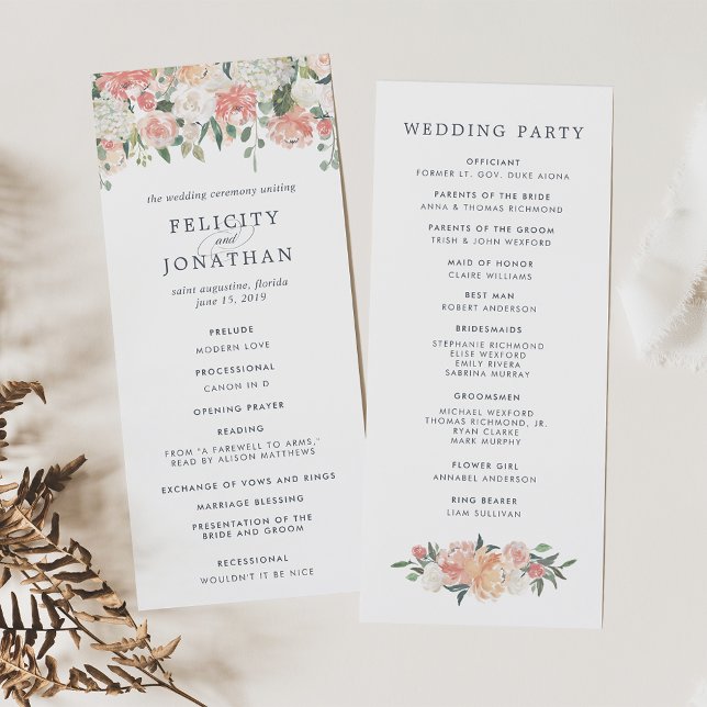 Ceremonisprogrammet Bröllop i Midsommar Blommigt Program (Skapare uppladdad)