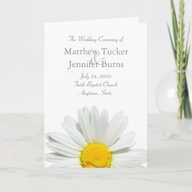 Ceremonisprogrammet bröllop och servicebeslutet program (Framsida)