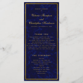 Ceremonisprogrammet elegant Navy Blue & Guld Bröll Program