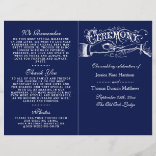 Ceremonisprogrammet elegant Navy Blue & White Bröl