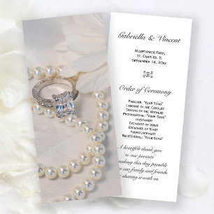 Ceremonisprogrammet elegant White Daisy Bröllop Program