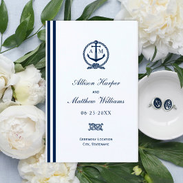 Ceremonisprogrammet Nautical Navy Blue Anchor Bröl