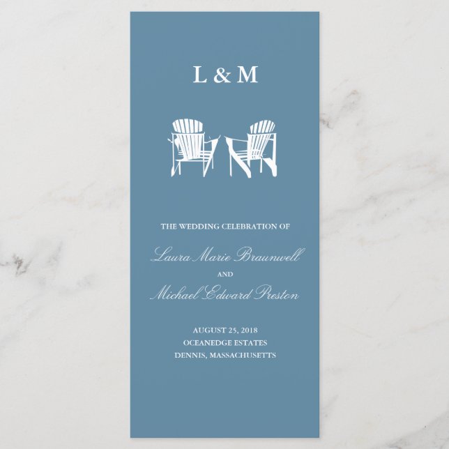 Ceremonisprogrammet Ocean Blue Adirondack Chairs Program (Framsida)