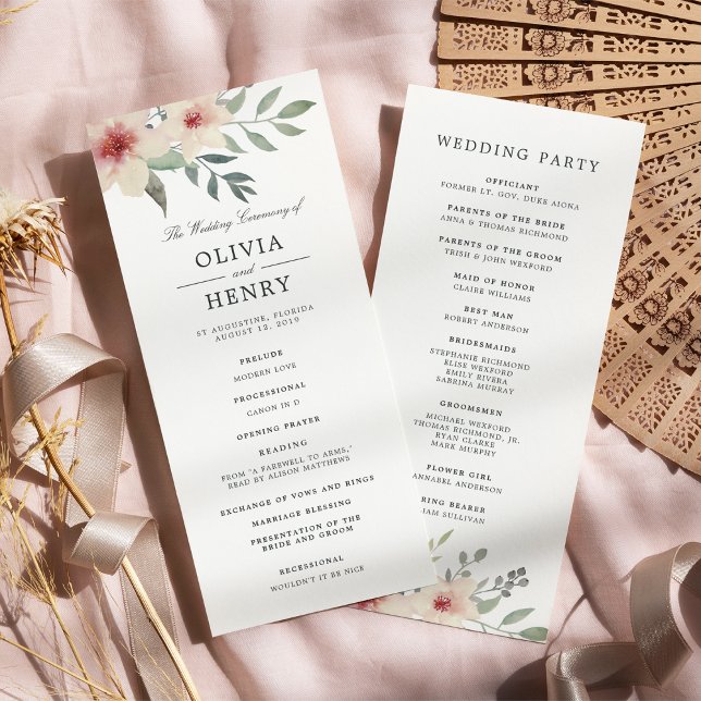 Ceremonisprogrammet Peach Blommar Bröllop Program (Skapare uppladdad)