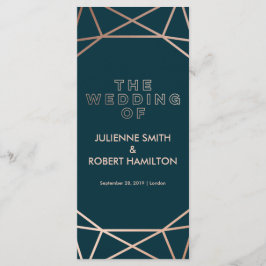 Ceremonisprogrammet Ro Guld Geometric Bröllop Program