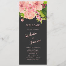 Ceremonisprogrammet rosa & Peach Blommigt Bröllop