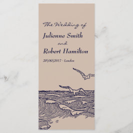 Ceremonisprogrammet Rustic Beach Ocean Vinkarare B Program