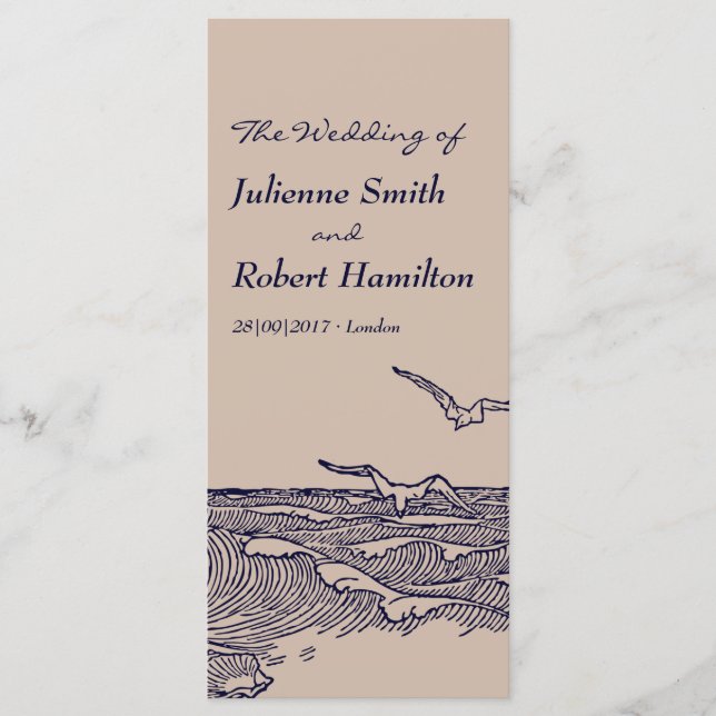 Ceremonisprogrammet Rustic Beach Ocean Vinkarare B Program (Framsida)