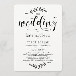 Ceremonisprogrammet Rustic Elegance Bröllop Program