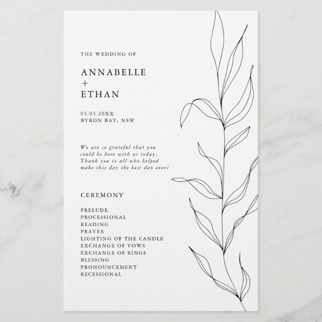 Ceremonisprogrammet Teckning Foliage Löv (Framsida)