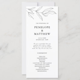 Ceremonisprogrammet Teckning Foliage Löv Bröllop