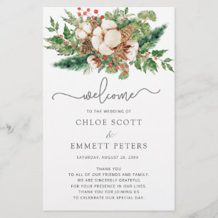 Ceremonisprogrammet Winter Botanical Grey Bröllop