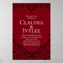 Ceremonistecken för Red & Black Heart Gothic Bröll Poster