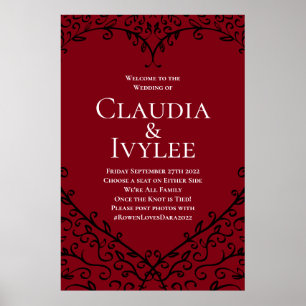 Ceremonistecken för Red & Black Heart Gothic Bröll Poster
