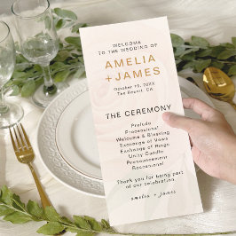 Ceremonistiskt programkort för elegant  Ro-Bröllop