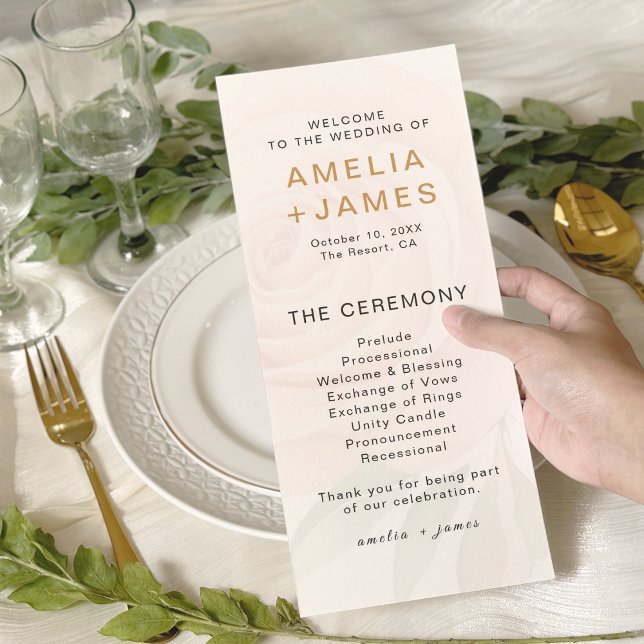 Ceremonistiskt programkort för elegant  Ro-Bröllop (Skapare uppladdad)