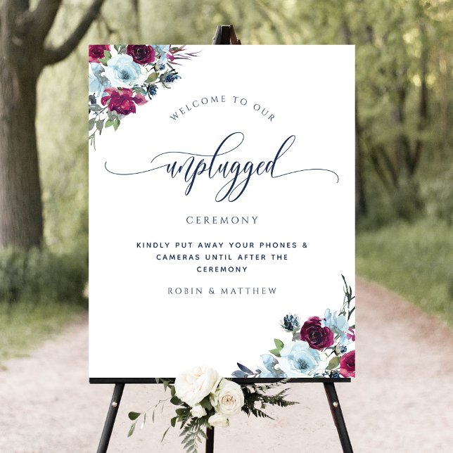 Ceremony Berry Blue Burgundy Blommigt-skylt utan p Poster (Skapare uppladdad)