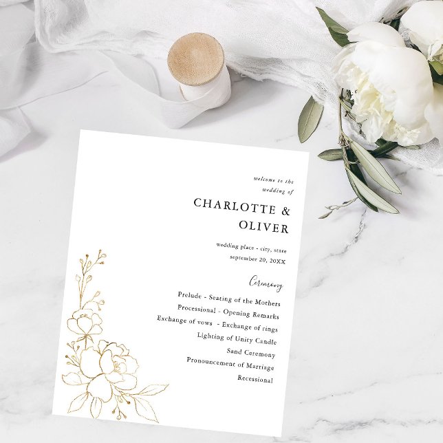 Ceremony Blommigt Bröllop i Guld Flygblad (Skapare uppladdad)