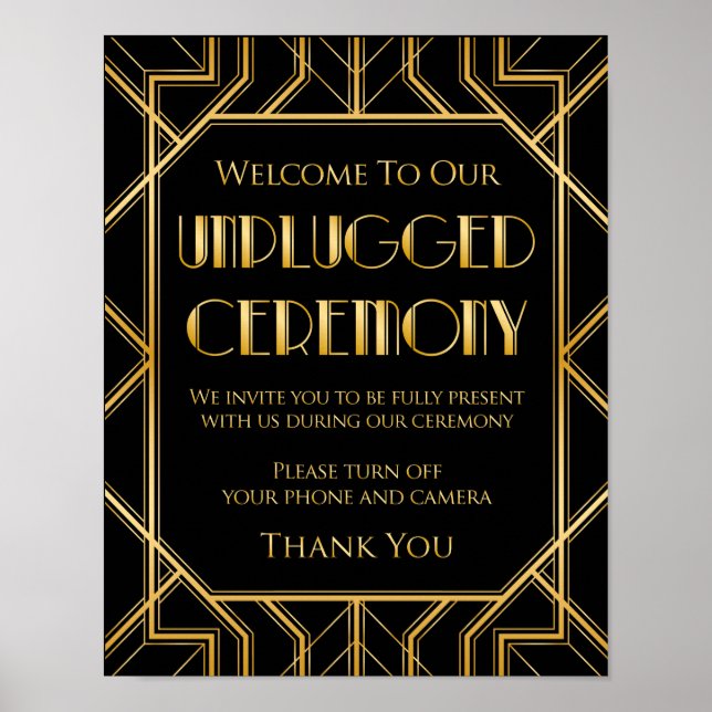 Ceremony Bröllop-signatur utan anslutning | Gatsby Poster (Framsidan)