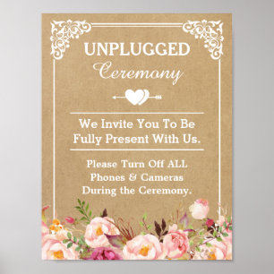 Ceremony Bröllop-undertecknare Blommigt Kraft Poster
