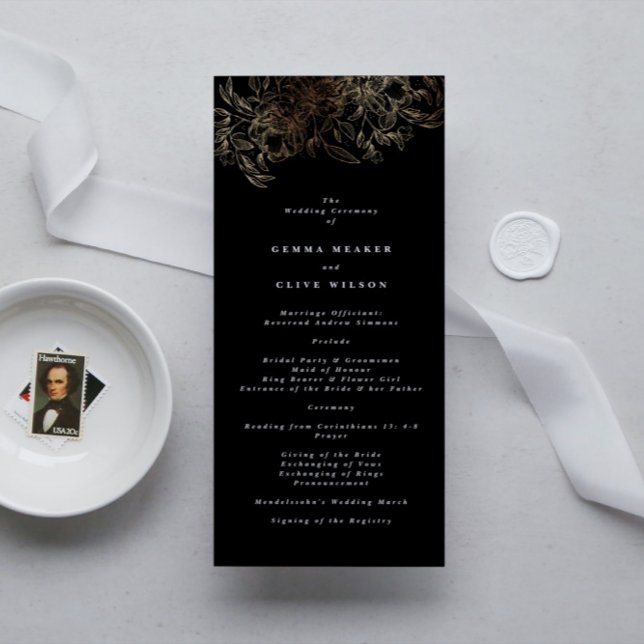 Ceremony elegant Hand plockade Botanical Bröllop Program (Skapare uppladdad)