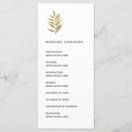 Ceremony Guld Löv Botanical Bröllop Program