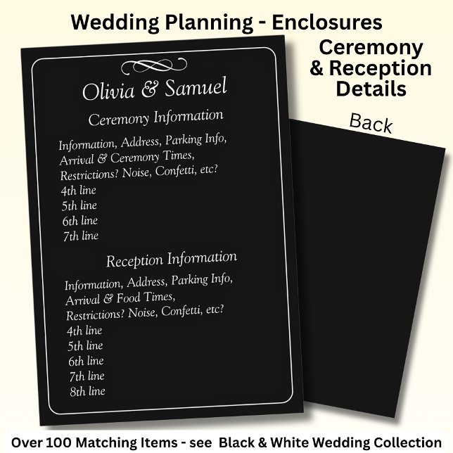 Ceremony & Reception Venues info - Black White Tilläggskort (Skapare uppladdad)