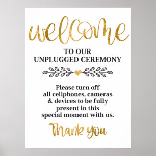 Ceremony White Guld Calligraphy Bröllop Poster
