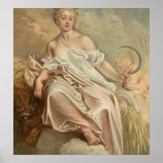 Ceres (sommar) - Antoine Watteau Fine Art Poster (Framsidan)