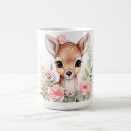 Cerf fleurs aquarelle sublimation kaffemugg