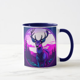 Cerf majestueux en paysage néon. mugg