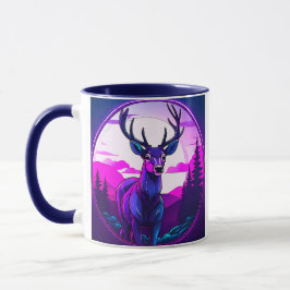 Cerf majestueux en paysage néon. mugg