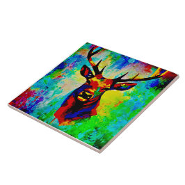  cerf majestueux - Proud stag Kakelplatta