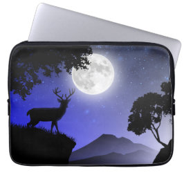Cerf sous la lune bleu laptop fodral