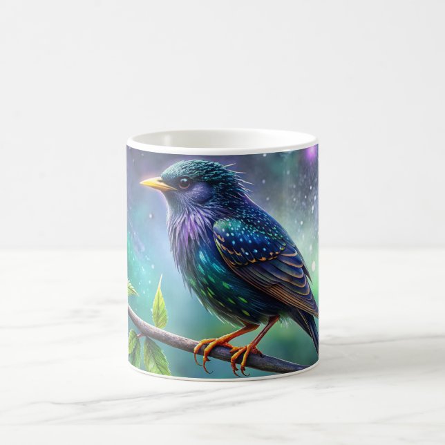 Ceriamic Mugg i European Starling Bird Illustratio (Center)
