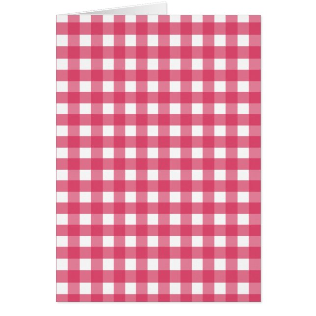 Cerise gingham hälsningskort (Framsidan)