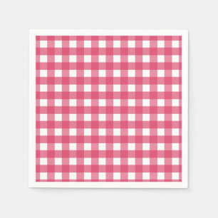 Cerise gingham pappersservett