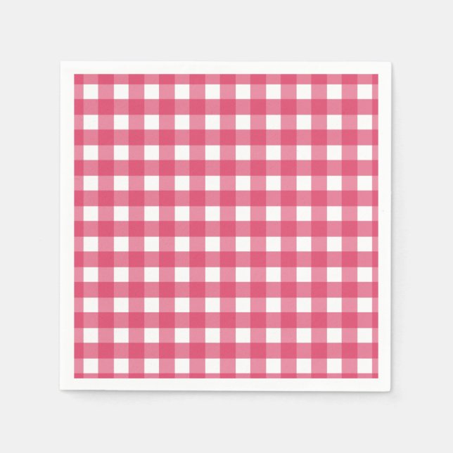 Cerise gingham pappersservett (Framsidan)