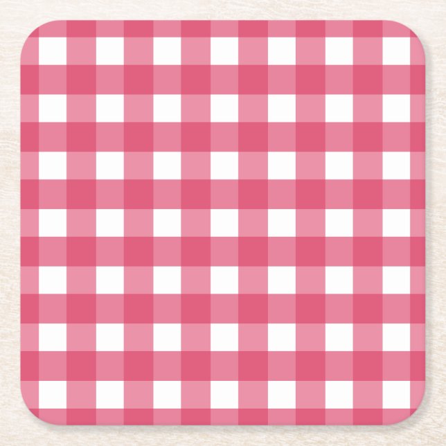 Cerise gingham underlägg papper kvadrat (Framsidan)