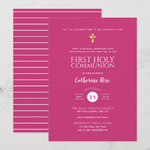 Cerise GIRLS First Heliga Communion Inbjudan Forma