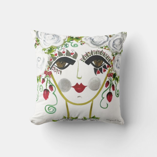 Cerise - Gypsy Garden Girl Cotton Pillow Kudde (Framsida)