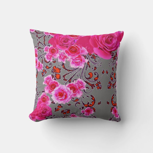 CERISE KONST FÖR GRÅ FÄRG FÖR ROSA KUDDE (Framsida)